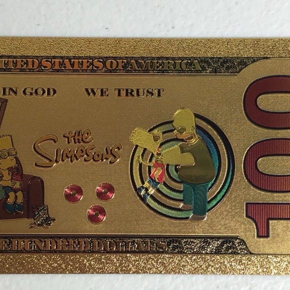 Marge Simpson Gold Bank Note Novelty Souvenir Collectible Simpsons Cartoon - Picture 7 of 8